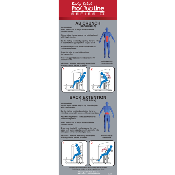 Body Solid Pro Clubline 系列 II S2ABB 腹部和背部訓練機