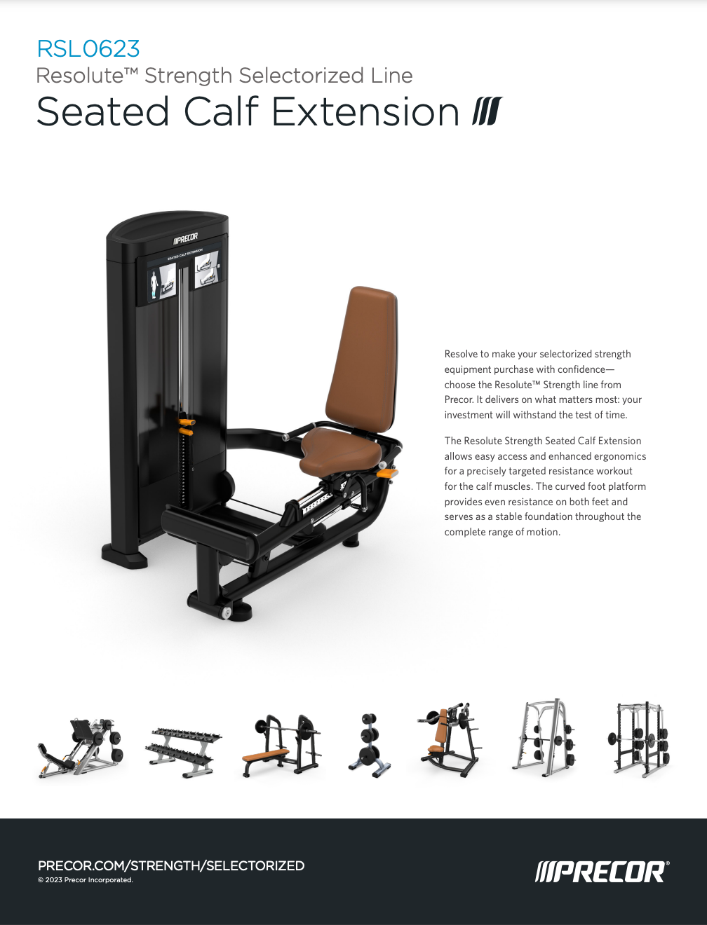 Precor, rangée assise divergente, série Resolute™ RSL0310