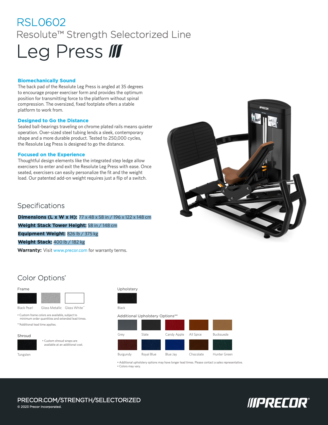 Precor, rangée assise divergente, série Resolute™ RSL0310