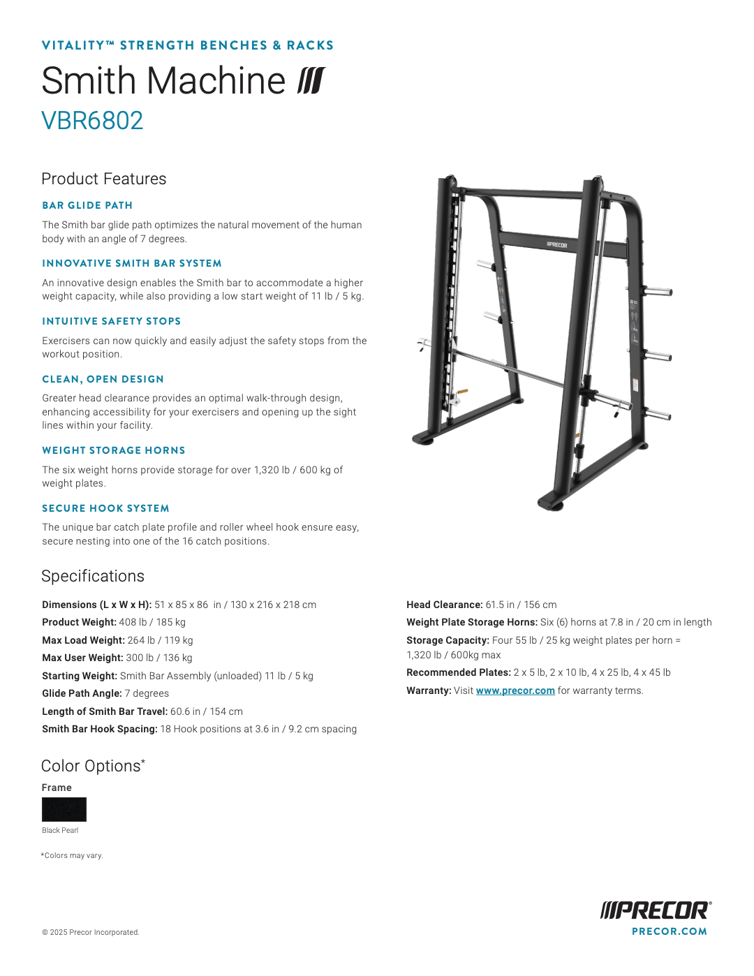 Precor Vitality Series SMITH MACHINE VBR6802
