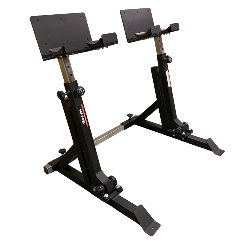 Power Body Adjustable Horizontal Dumbbell Spotter Stands With Pivot Sy ...