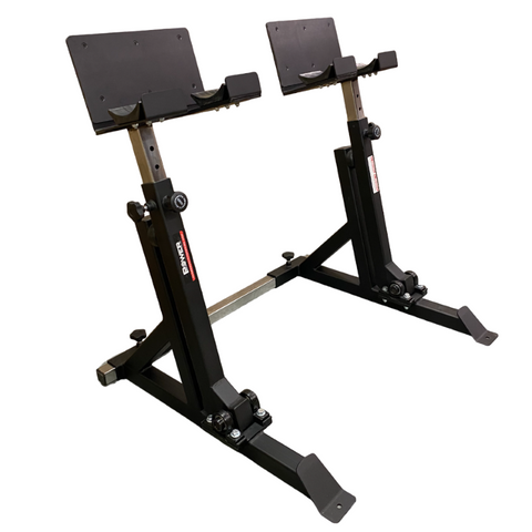 Spot Bench Power Body Adjustable Horizontal Dumbbell Spotter Stands With Pivot Sy ...