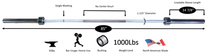 YORK® 7' Olympic Weight Bar With Steel Sleeves