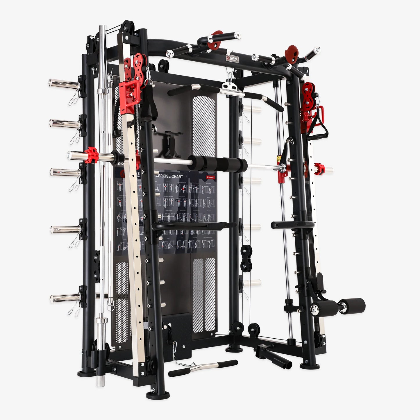 Altas Strength Multi-Function Smith Machine Black And Yellow 2000IB Workout Light Commercial Fitness Equipment AL-3000Y