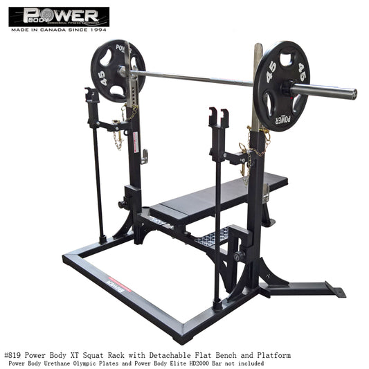 Power Body XT Squat Rack With Detachable Bench Option #819