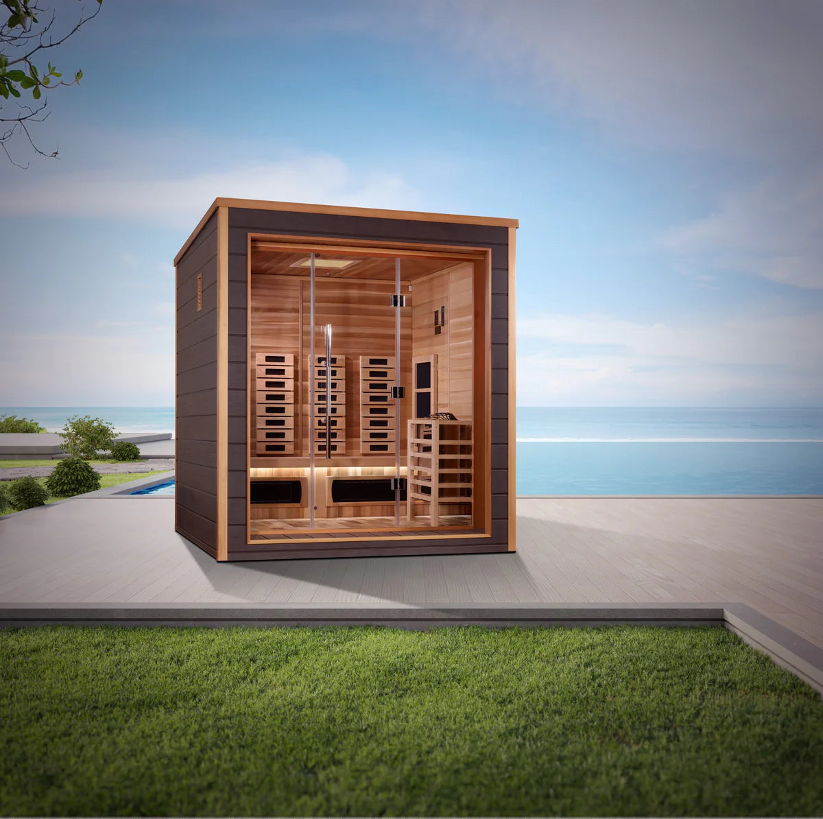 Golden Designs Visby 3 Person Outdoor-Indoor PureTech™ Hybrid Full Spectrum Sauna [Free Shipping]