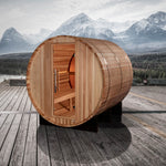 Golden Designs Zurich 4 Person Barrel Sauna with Bronze Privacy View [Free Shipping]