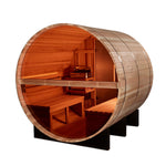 Golden Designs Zurich 4 Person Barrel Sauna with Bronze Privacy View [Free Shipping]