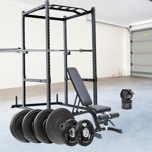 Power Rack, FID Bench, & 330 lb Bumper Package