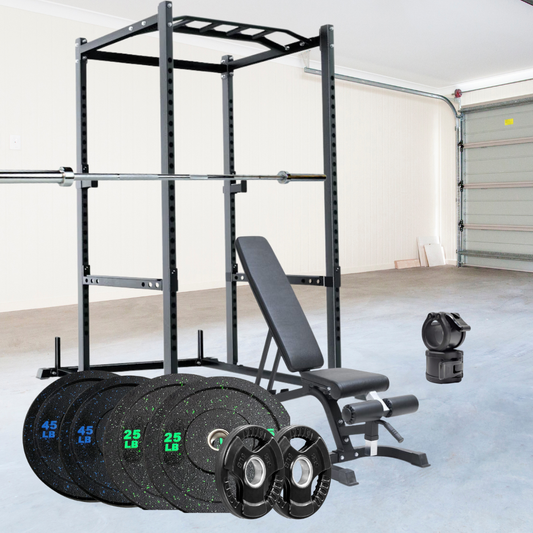Power Rack, FID Bench, & 330 lb Bumper Package