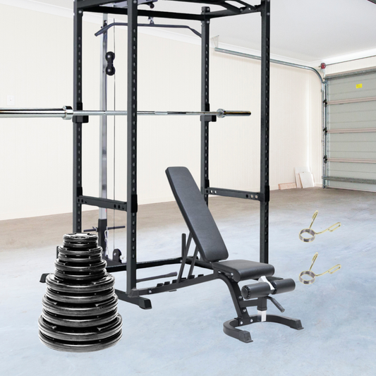 TRIAD Power Rack Home Gym - Pulley, Bench, & 300 Lb Package