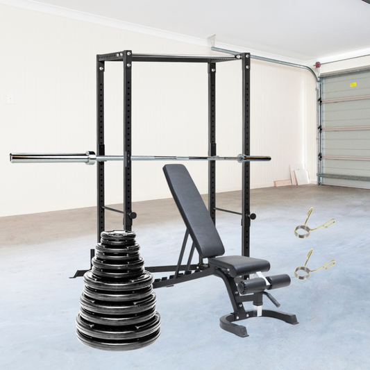 TRIAD Power Rack, FID Bench, 300 Lb Rubber Grip Plate Bar Package - 306 Fitness Repair & Sales