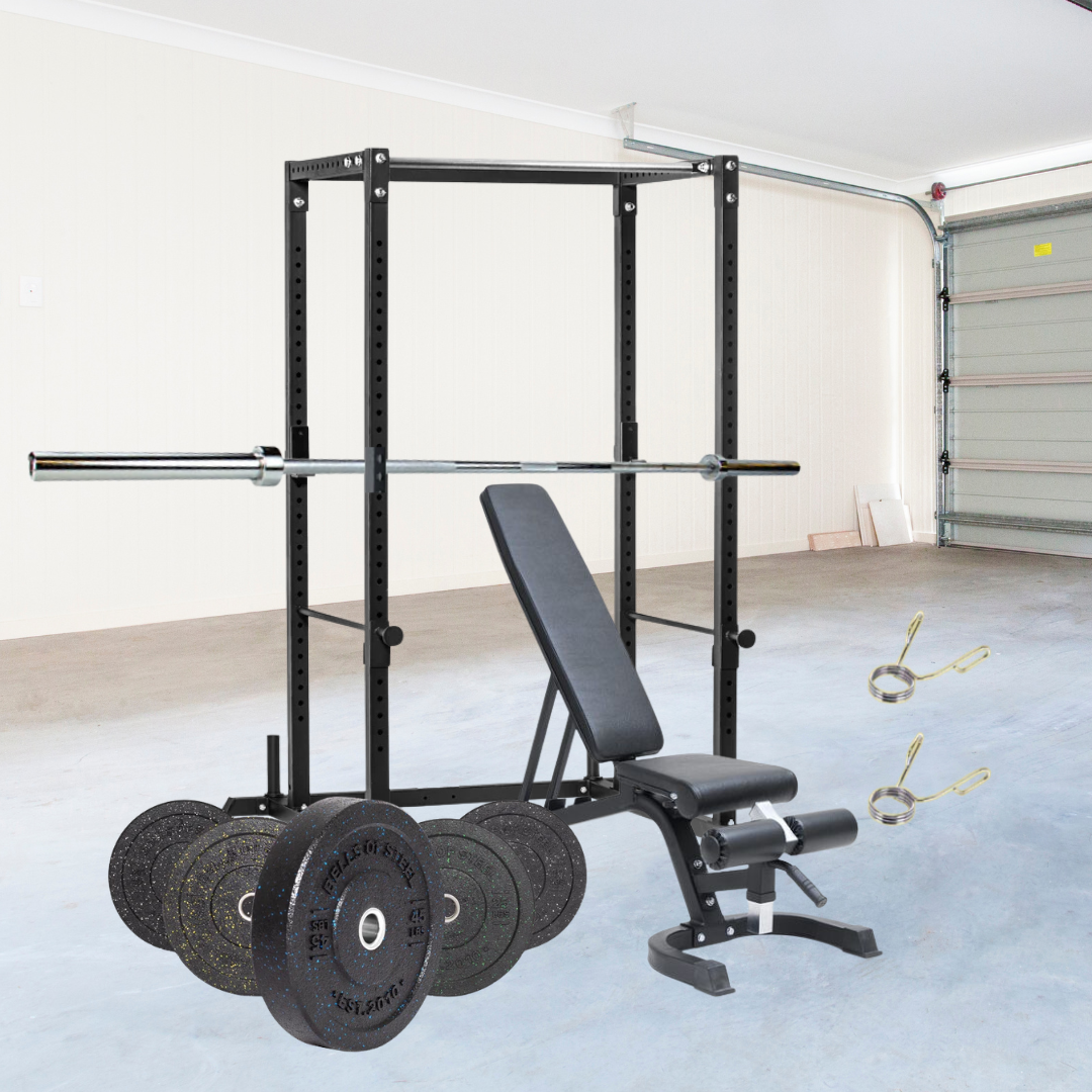 Power Rack, FID Bench, & 330 lb Bumper Package