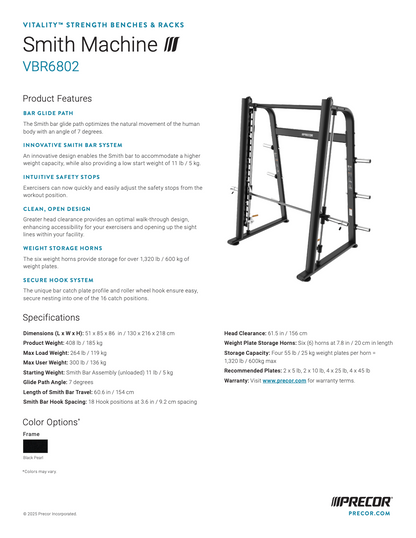 Precor Vitality Series SMITH MACHINE VBR6802