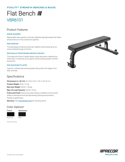 Precor Vitality Series Flat Bench VBR6101