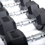 TRIAD 5-50 lbs Rubber Hex Dumbbell Set with 3 Tier Dumbbell Rack