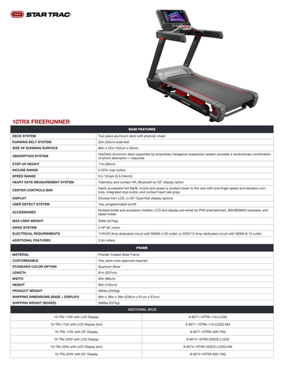 Star Trac 10TRX FREERUNNER™ TREADMILL