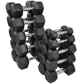 Rubber Hex Dumbbell Set - 55-100 lbs