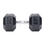 5-50 lbs Rubber Hex Dumbbell Set with 3 Tier Dumbbell Rack [Arriving Week of May 27]