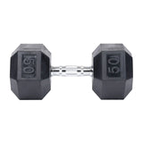 TRIAD 5-50 lbs Rubber Hex Dumbbell Set with 3 Tier Dumbbell Rack