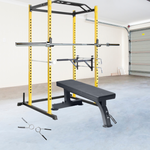 Fit505 Power Rack with Dip, Flat Bench, Olympic Bar, & Collars Set