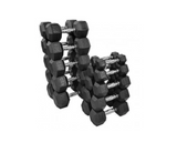 5-30 lb Rubber Hex Dumbbell Set with Rack